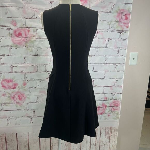 Kate spade black sleeveless rear gold zipper A-line dress size 2 - Picture 6 of 12